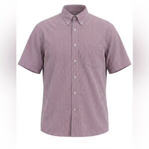 ORVIS MENS BUTTON DOWN SHORT SLEEVE SHIRT SIZE L RED WHITE BLUE CHECK